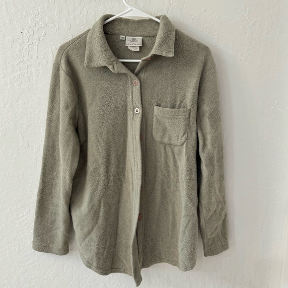 Hot Cotton Jackets & Blazers - Vintage Hot Cotton By Marc Ware Sage Green Teddy Sherpa Button Down Shacket M